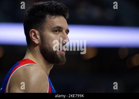 Madrid, Madrid, Spanien. 11. August 2022. Vasilije Micic.beim Real Madrid Sieg über Anadolu Efes Istanbul 94 - 85 in Turkish Airlines Euroleague 2022/23 regulären Saisonspiel (Runde 7) im WiZink Center in Madrid (Spanien) gefeiert. November 10.st 2022. (Bild: © Juan Carlos GarcÃ-A Mate/Pacific Press via ZUMA Press Wire) Stockfoto