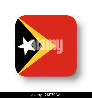 Osttimor-Flagge - flaches Vektorquadrat mit abgerundeten Ecken und fallengelassenen Schatten. Stock Vektor
