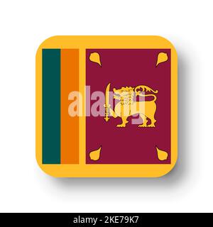 Sri Lanka Flagge - flache Vektor-Quadrat mit abgerundeten Ecken und Schatten fallen gelassen. Stock Vektor