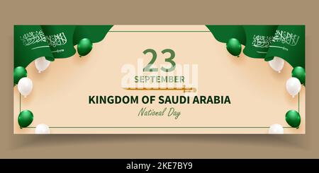 Modernes horizontales Bannerdesign für den Nationalfeiertag in saudi arabien Stock Vektor