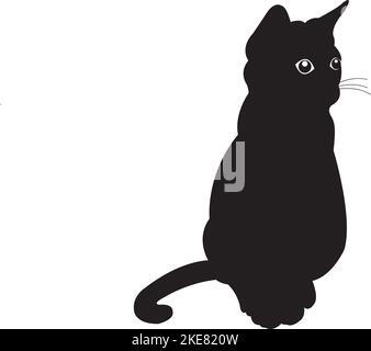 Eine Katzensilhouette, isoliert auf weißem Hintergrund Stock Vektor