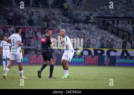 Belo Horizonte, Minas Gerais, Brasilien. 10.. November 2022. Brasilianische Fußballmeisterschaft - Atletico-MG gegen Cuiaba. 10. November 2022, Belo Horizonte, Minas Gerais, Brasilien: Fußballspiel zwischen Atletico-MG und Cuiaba, gültig für die Runde der brasilianischen Fußballmeisterschaft 37., die am Donnerstag (10) im Mineirao-Stadion in Belo Horizonte, Minas Gerais, stattfand. Atletico-MG gewann das Spiel 3:0, mit Toren von Vargas und Keno (zweimal). Bild: Breno Babu/Thenews2 (Bild: © Breno Babu/TheNEWS2 via ZUMA Press Wire) Stockfoto