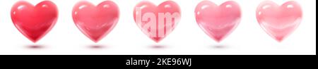 Realistisches Vektorsymbol gesetzt. Valentines Kollektion von roten und rosa Herzen. Stock Vektor
