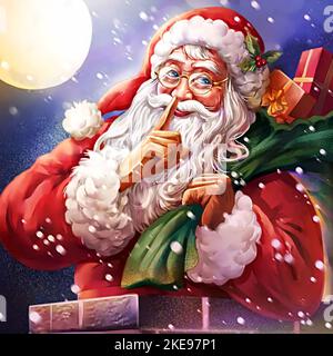 santa claus Porträt Illustration am heiligabend Stockfoto