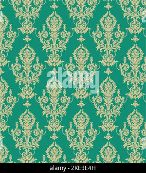 Vektor Damast nahtlose Muster Hintergrund. Klassisches, altmodisches Damast-Ornament, königliche viktorianische nahtlose Textur für Tapeten, Textilien. Stock Vektor