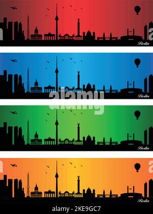 Berlin-Stadt in vier verschiedenen Farben - Illustration, Stadt in Farben Hintergrund, Stadt Berlin Stock Vektor