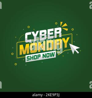 Cyber Monday Online-Verkauf Rabatt Social-Media-Banner oder Post Vorlage Idee. Am besten für Flash-Verkäufe und wöchentliche Angebote. Neujahrsangebot. Stock Vektor