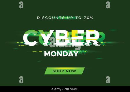 Cyber Monday Online-Verkauf Rabatt Social-Media-Banner oder Post Vorlage Idee. Am besten für Flash-Verkäufe und wöchentliche Angebote. Neujahrsangebot. Stock Vektor