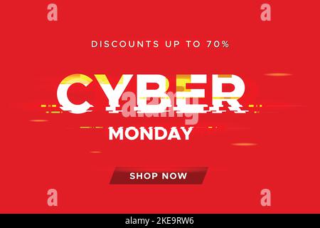 Cyber Monday Online-Verkauf Rabatt Social-Media-Banner oder Post Vorlage Idee. Am besten für Flash-Verkäufe und wöchentliche Angebote. Neujahrsangebot. Stock Vektor