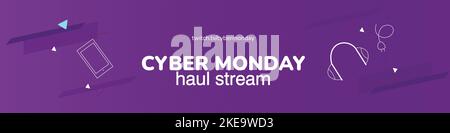 Cyber Monday Online-Verkauf Rabatt Social-Media-Banner oder Post Vorlage Idee. Am besten für Flash-Verkäufe und wöchentliche Angebote. Neujahrsangebot. Stock Vektor