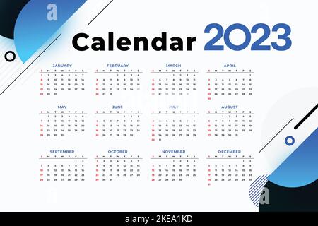 Frohes neues Jahr digital editierbare Corporate Kalender Vorlagen. Minimale Ideen und Konzept für Bürotisch- und Wandkalender 2023 2025 Stock Vektor