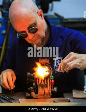 MDINA-GLAS HANDGEFERTIGT, Malta-Glasfabrik, die große Glasfabrik in der Stadt Stockfoto