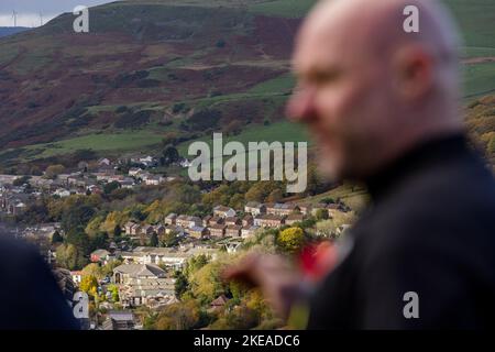 RHONDDA, WALES - 09. NOVEMBER 2022: Wales’ Cheftrainer Robert Page nimmt während der Ankündigung des Cymru-Kaders für das Rhondda-Tal Interviews mit dem Rhondda-Tal ab Stockfoto