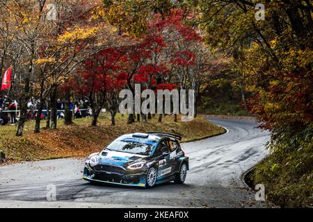 32 ANEAR Luke (aus), SARANDIS Andrew (aus), Ford Fiesta Mk II, Aktion während der Rallye Japan 2022, 13. Runde der WRC World Rally Car Championship 2022, vom 10. Bis 13. November 2022 in Nagoya, Japan - Foto: Nikos Katikis/DPPI/LiveMedia Stockfoto