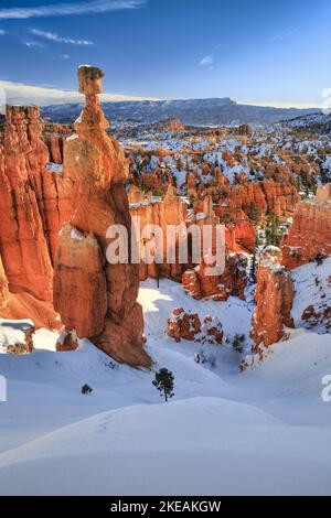 Bryce Canyon im Winter, Blick vom Sunset Point, Hoodoos aus Kalkstein, USA, Utah, Bryce Canyon National Park Stockfoto