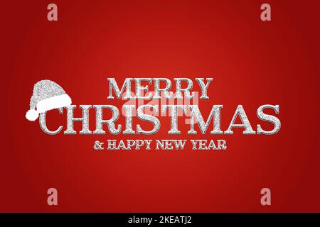 Roter Hintergrund Gruß für fröhliche weihnachten und glückliches neues Jahr 2023. Stockfoto