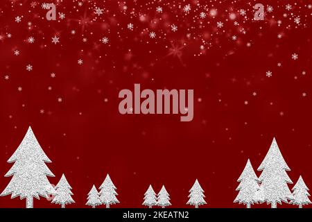 Roter Hintergrund Gruß für fröhliche weihnachten und glückliches neues Jahr 2023. Stockfoto