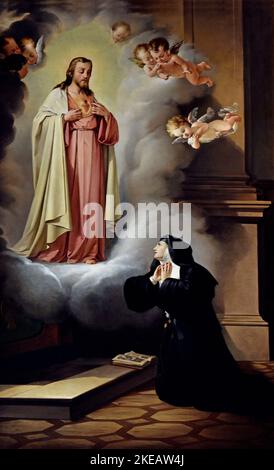 Das Herz Jesu erscheint SANTA MARGHERITA MARIA ALACOQUE 1876 von Giuseppe Goldoni 1850-1903 Italien, Italienisch. Chiesa di Sant' Agostino Modena Stockfoto
