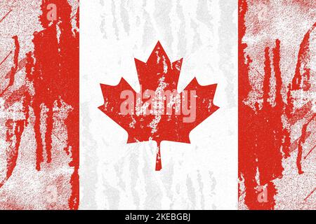 Kanada Flagge auf alten Beton Wand Hintergrund gemalt Stockfoto
