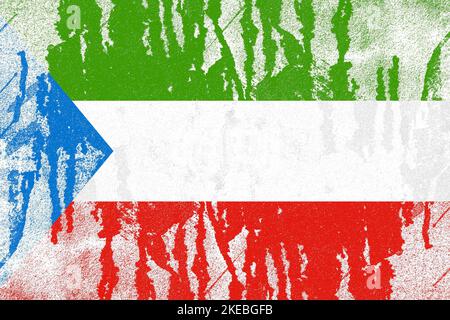 Äquatorialguinea-Flagge auf altem, verzweifelten Betonwandhintergrund gemalt Stockfoto