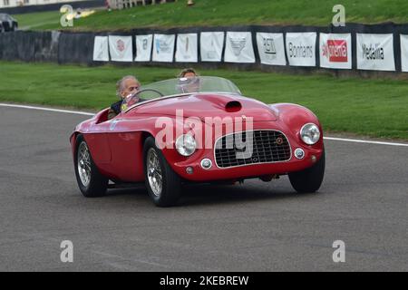 Ferrari 166 MM Barchetta, Ferrari 75. Jubiläumsfeier, Rennwagen vor 1966, Formel 1, F1, GT-Autos, Sportprototypen, Goodwood Revival Stockfoto