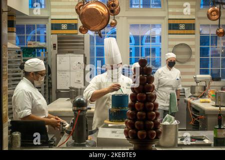 Studenten im Backzimmer des Culinary Institute of America im Hyde Park NY Stockfoto