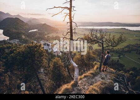 Deutschland, Bayern, Schwangau, Mann, der Schloss Neuschwanstein anschaut Stockfoto