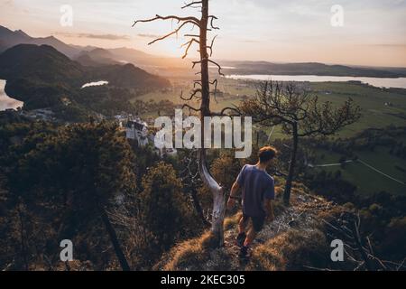 Deutschland, Bayern, Schwangau, Mann, der Schloss Neuschwanstein anschaut Stockfoto