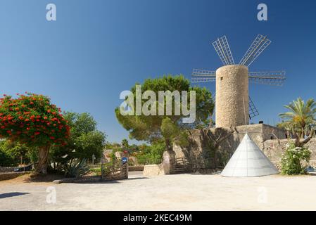 Windmühle bei Sineu, Sineu, Mallorca, Mittelmeer, Balearen, Spanien Stockfoto
