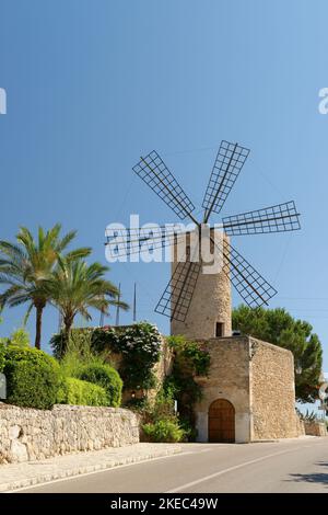Windmühle bei Sineu, Sineu, Mallorca, Mittelmeer, Balearen, Spanien Stockfoto