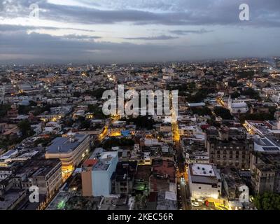 Nordamerika, Karibik, Großantillen, Hispaniola Island, Dominikanische Republik, Santo Domingo, Zona Colonial, Luftansicht der Zona Colonial Stockfoto