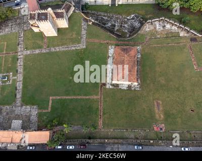 Nordamerika, Karibik, Großantillen, Hispaniola Island, Dominikanische Republik, Santo Domingo, Zona Colonial, Luftaufnahme von Fortaleza Ozama in Zona Colonial Stockfoto