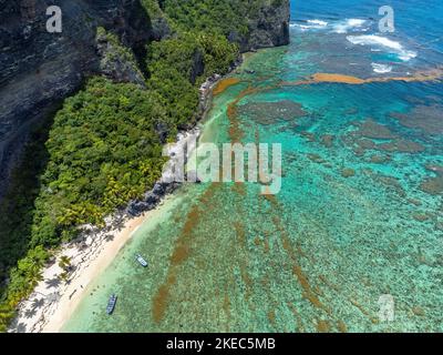 Nordamerika, Karibik, Großantillen, Hispaniola Island, Dominikanische Republik, Sama, Las Galerien, Luftaufnahme Playa Frontón Stockfoto