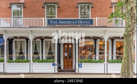 Frontfassade des amerikanischen Hotels, Sag Harbour, ny Stockfoto