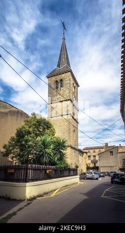 Die Kirche Notre Dame in Moussan wurde im 18. Jahrhundert erbaut. Stockfoto