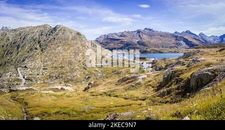 Pass Höhe Grimselpass Stockfoto