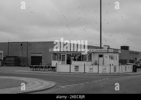 Fastfood-Restaurant in Hvide Sande, Dänemark Stockfoto