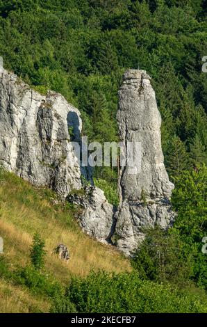 Die Rockgruppe Spitziger Stein im Großen Lautertal auf der Schwäbischen Alb Stockfoto