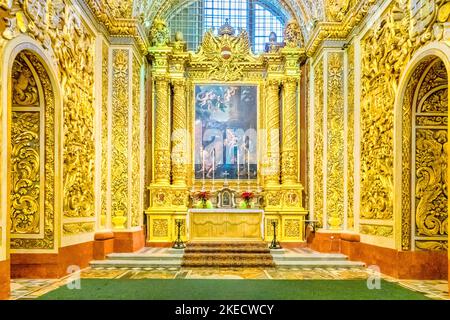 Kapelle in der St. John's Co-Cathedral in Valletta, Malta. Stockfoto