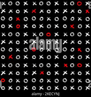 Nahtloses Muster mit x- und o-Buchstaben. Stockfoto
