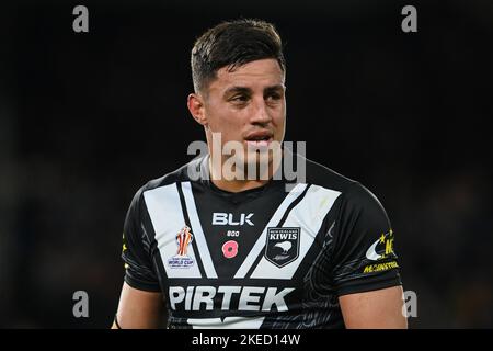 Leeds, Großbritannien. 11.. November 2022. Joseph Tapine aus Neuseeland während des Halbfinalspiels der Rugby League 2021 Australien gegen Neuseeland in der Elland Road, Leeds, Großbritannien, 11.. November 2022 (Foto von Craig Thomas/Nachrichtenbilder) Credit: News Images LTD/Alamy Live News Stockfoto