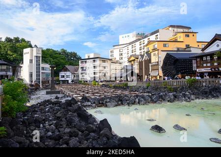 Das Kusatsu Onsen Thermalbad Stockfoto