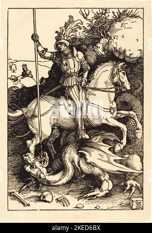 Der heilige Georg tötet den Drachen. Albrecht Dürer. 1501/1504 Stockfoto