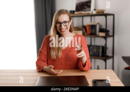 Frau mit Videoanruf Stockfoto