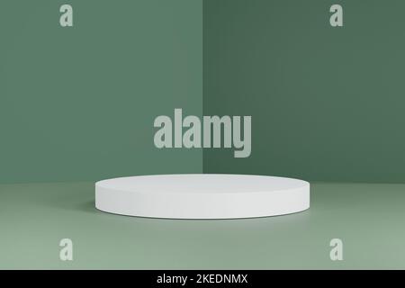 Abstrakt Geometrische 3D Rendering Circle Zylinder Podium Hintergrund. Grün Gefärbt Stockfoto