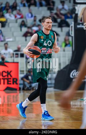 Athen, Lombardei, Griechenland. 11.. November 2022. 40 MARIUS GRIGONIS.of Panathinaikos während der Euroleague, Runde 7, Spiel zwischen Panathinaikos Athens und Cazoo Baskonia im OAKA Stadium am 11. November 2022 in Athen, Griechenland. (Bild: © Stefanos Kyriazis/ZUMA Press Wire) Stockfoto