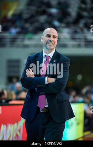 Athen, Lombardei, Griechenland. 11.. November 2022. Cheftrainer von Baskonia JOAN PENARROYA.während der Euroleague, Runde 7, Spiel zwischen Panathinaikos Athen und Cazoo Baskonia im OAKA-Stadion am 11. November 2022 in Athen, Griechenland. (Bild: © Stefanos Kyriazis/ZUMA Press Wire) Stockfoto