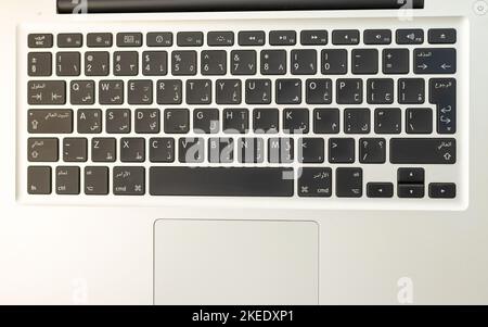 Apple Laptop Tastatur High-Angle-Ansicht Stockfoto