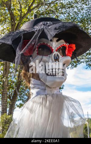 La Calavera Catrina („eleganter Schädel“) oder Catrina La Calavera Garbancera („eleganter Schädel“). Stockfoto