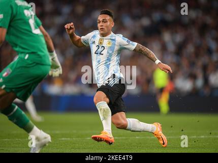 01 Jun 2022 - Italien gegen Argentinien - Finalissima 2022 - Wembley-Stadion der argentinische Lautaro Martinez während des Spiels gegen Italien im Wembley-Stadion. Bildnachweis: © Mark Pain / Alamy Stockfoto